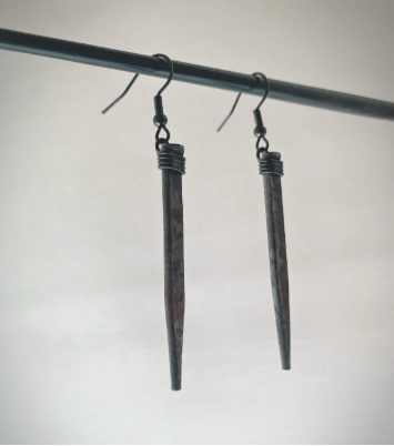 Gothic Coffin Nail Earrings - Handmade Alternative jewelry - Reclaimed Square Nails