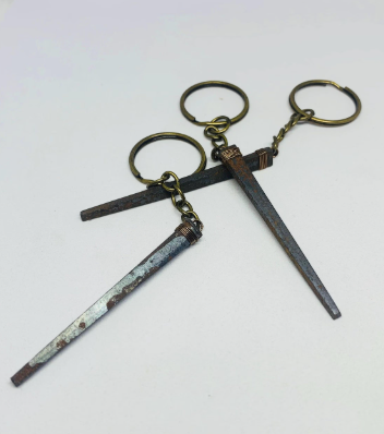 Gothic Coffin Nail Keychain • Handmade Alternative Bag Charm • Reclaimed Iron Nail